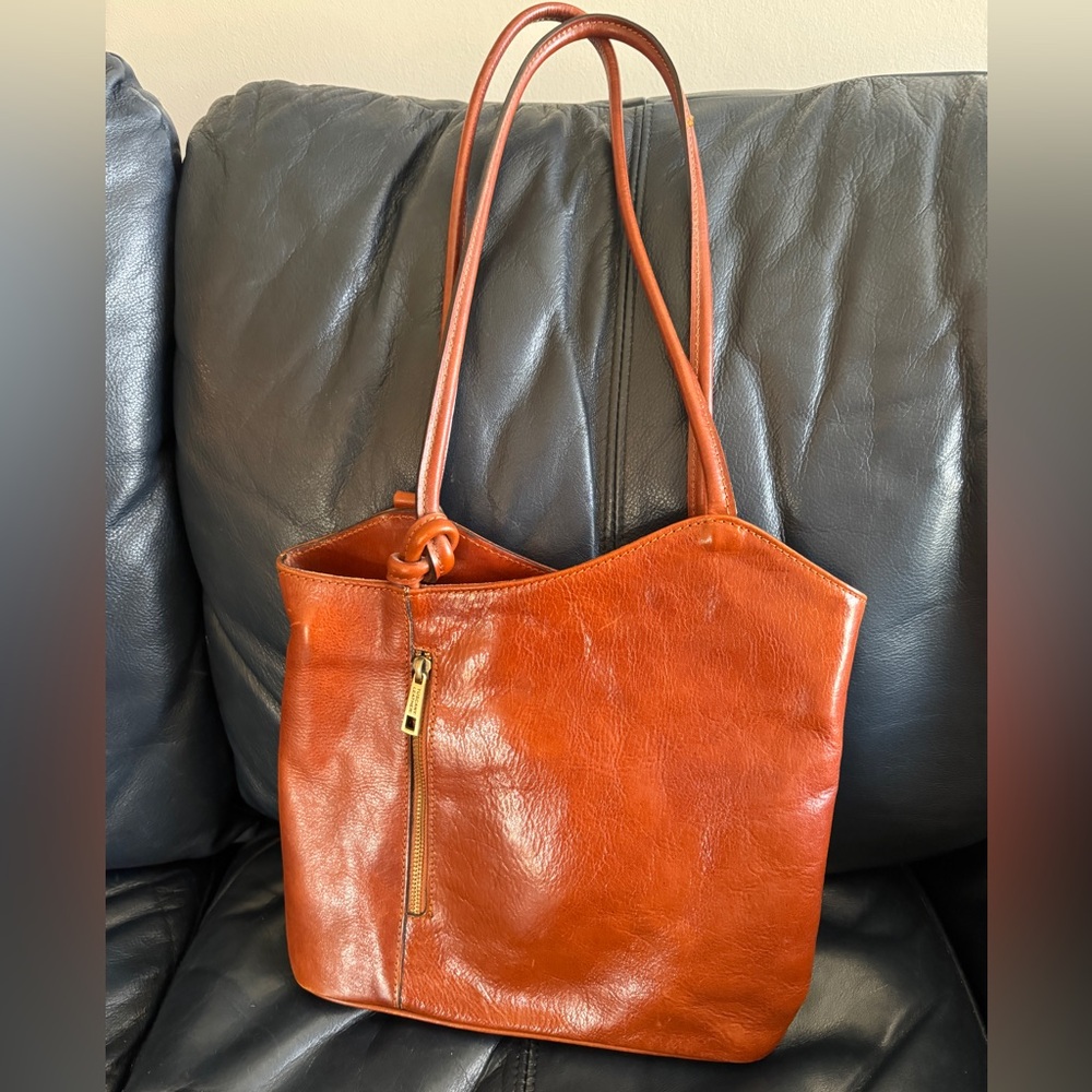 Italian Leather Convertible Backpack Shoulderbag